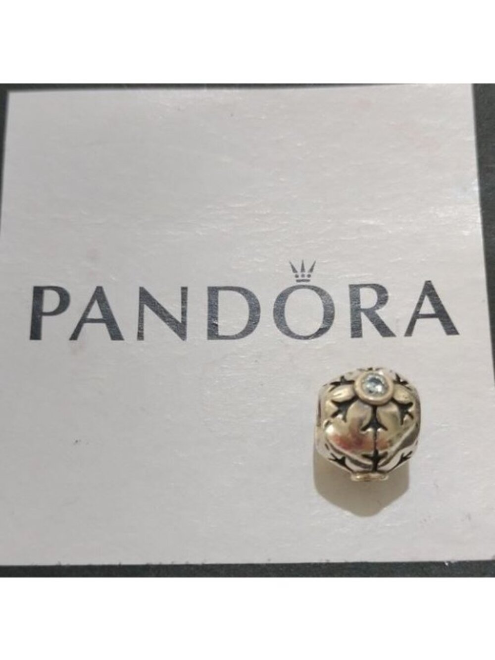 Pandora Snowflake Charm Aqua Cubic Zirconia #790367CZA Retired ALE 925